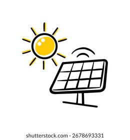 Arte vectorial limpio de un panel solar minimalista con un gráfico solar digital aislado para un uso versátil.