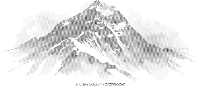 Arte vectorial limpio del Monte Everest, que simboliza el logro de los objetivos finales y la perseverancia.