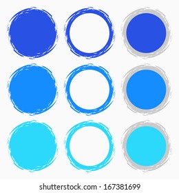 Clean vector blue color set of brush smudges