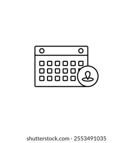 A clean vector calendar icon, perfect for scheduling apps, event planning, time management tools, and creative digital projects.