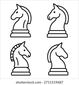 Clean vector chess knight icon representing strategy, planning, leadership, and decision making. Perfect for business concepts, management visuals, and board game graphics