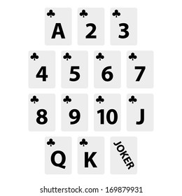 Clean vector clubs set of small playing cards