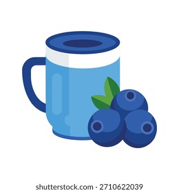 uma xícara de café vetor limpo sentado ao lado de mirtilo