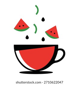 uma xícara de café vetor limpo com melancia