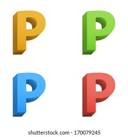 Clean vector color 3d set of vector alphabet