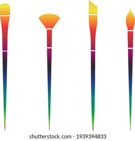 Clean vector color art brush symbol icon set. Rainbow gradient