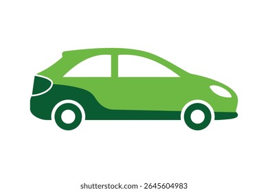 A clean vector EPS of a green car, ideal for projects related to eco friendly transportation, automotive themes, and environmental concepts.
