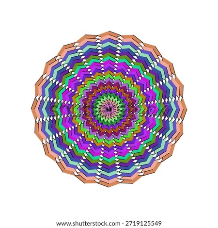 Clean vector graphic of an abstract geometric mandala, perfect for decorative elements.