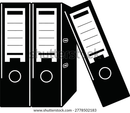 Clean vector graphic depicting office binders for filing and record keeping. Ideal for business education or administrative concepts.