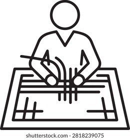 Clean vector graphic depicting textile creation with a single line drawing style. Ideal for design fashion and craft industry applications.