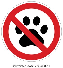 A clean vector graphic displaying a no pets allowed sign, perfect for indicating restricted areas for animals in public or private venues.