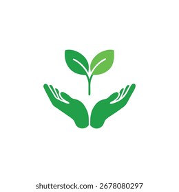 Un gráfico de Vector limpio con un logotipo verde minimalista con manos suavemente representadas, adecuado para diversas aplicaciones de diseño.