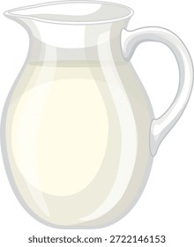 Reine Vektorgrafik eines Glaskrug mit weißer Milch, einzeln auf weißem Hintergrund