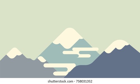 Clean vector graphic of ice cold mountains.