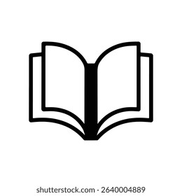 A clean, vector graphic of an open book, ideal for representing education, reading, knowledge, or literature.	
