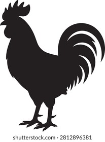 Clean vector graphic of a proud rooster profile. Ideal for farm branding culinary concepts or agricultural promotions.