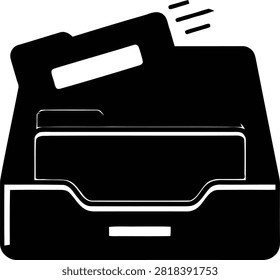 Clean vector graphic representing a fax machine sending documents. Ideal for technology and communication concepts.