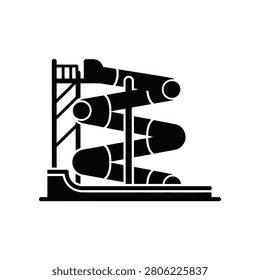 Clean vector graphic showcasing a water park amusement structure. Ideal for leisure and travel promotions.