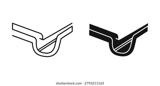Clean vector graphics depict a building's exterior downspout corner. Ideal for construction and renovation concepts.
