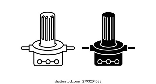 Clean vector graphics depicting a basic electronic rotary potentiometer knob. Ideal for technology DIY or schematic concepts.