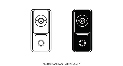 Clean vector graphics depicting contemporary doorbell designs ideal for home security or smart home concepts. Used for website design.
