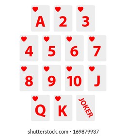 Clean vector hearts set of small playing cards
