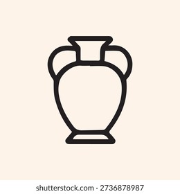 A clean vector icon with the black outline of a classic trophy or ancient amphora. Ideal for sports victory awards and historical themes.