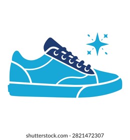 Clean vector icon of a classic sneaker shoe with sparkle