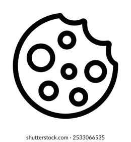 Clean vector icon of a cookie, suitable for food, dessert, or bakery themes. Editable stroke.