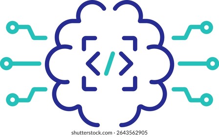 Clean vector icon with editable outlines representing machine learning. Ideal for AI apps, predictive analytics, neural networks, and smart automation.