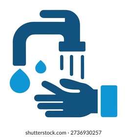 A clean vector icon illustrating the act of washing hands with soap and water.