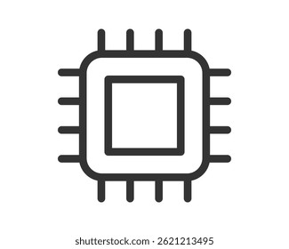Clean vector icon of a microchip, representing technology, data processing, and innovation. Ideal for websites, presentations, and app design related to computers.
