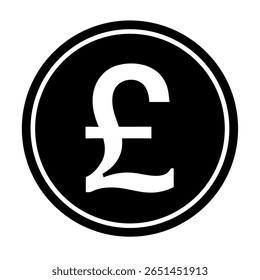 Ícone de vetor limpo do símbolo de moeda Libra (£), ideal para designs financeiros, bancários e de negócios.