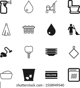 Clean Vector Icon Set Such As: Care, Ceramic, Comfort, Aerosol, Modern, Wipe, Trash, Sanitary, Bin, Wc, Clothes, Industrial, Greeting, Dental, Teeth, Dentistry, Electric, Tissue, Garbage, Basket