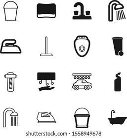 clean vector icon set such as: concept, dustbin, outline, tap, beauty, hand, cool, shape, waste, toilet, fresh, air, automobile, clear, mixer, epilators, healthy, epilator, mop, tub, garden, car