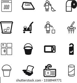 clean vector icon set such as: lady, doorknob, cloth, dry, bottle, housemaid, tap, washbasin, industrial, cartoon, roll, hotel, chores, electronics, restroom, sink, light, dustbin, identity, foam