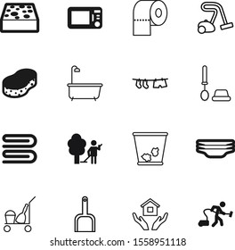 clean vector icon set such as: cloths, cream, appliance, outline, technology, work, delete, dishes, washing, plate, trashcan, hotel, graphic, round, modern, spa, tableware, dirty, napkin, sorts, tube