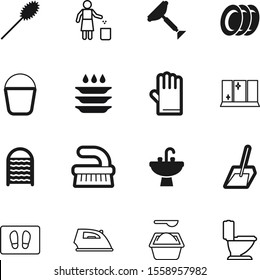 clean vector icon set such as: fresh, iron, housekeeping, kitten, washboard, wc, board, pet, color, ironing, old, retro, doormat, polish, image, head, heat, body, man, shape, cleanup, package, can