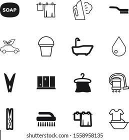 clean vector icon set such as: manual, handwash, towel, oil, soap, classic, glass, transportation, spa, pail, smoothing, purity, garbage, janitor, bio, graphics, sparkle, natural, raindrop, basin