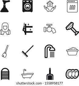 clean vector icon set such as: showering, floor, dishware, girl, rubber, ice, basin, broomstick, rain, pump, tap, raking, rake, dangerous, drop, board, wiper, occupation, animal, tub, lady, leak