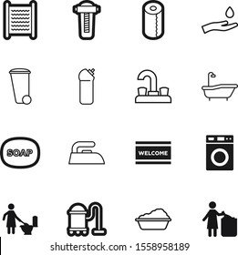 clean vector icon set such as: basin, welcome, powder, window, doormat, floor, industry, wild, brush, health, plug, housekeeping, concept, tub, household, isometric, abstract, top, electronics, hold