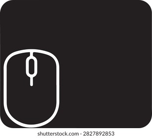 Clean vector icon of sleek wireless mouse placed on black mousepad surface