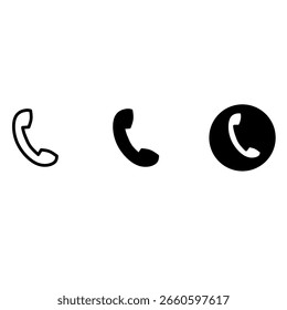Clean vector icons of classic telephone handsets for app interface