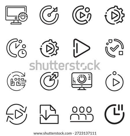 Clean vector icons illustrating dynamic system states and real-time status changes for software interfaces and digital workflows.