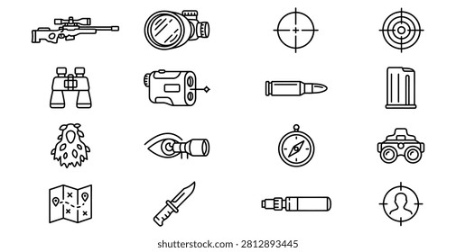 Clean vector icons for military, security, and tactical training materials.