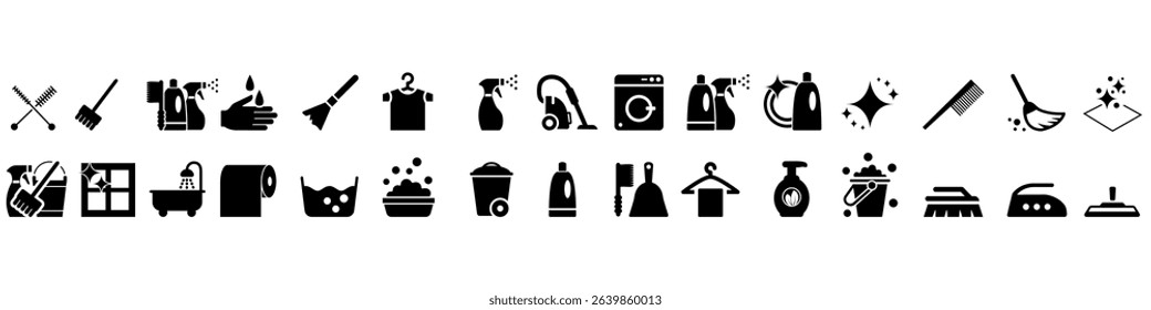 Clean vector icons set. cleaning illustration sign collection. wash symbols. Housekeeping icons web set.