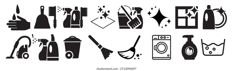 limpar ícones de vetor definir limpeza sinal de ilustração 