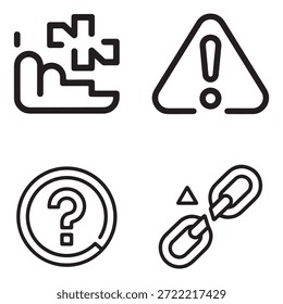 Clean vector icons showing exception handling and edge case states for digital workflows and software interfaces.