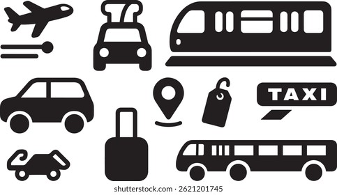 Clean Vector Icons of Travel, Transit, and Navigation

