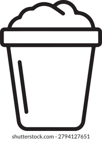 A clean vector illustration of a basic container with a handle and lid. The design uses simple lines and solid fills for a modern minimalist aesthetic.
